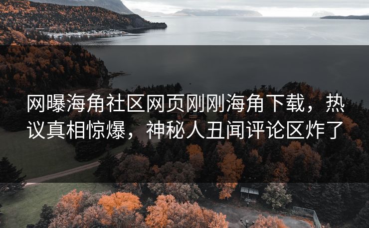网曝海角社区网页刚刚海角下载，热议真相惊爆，神秘人丑闻评论区炸了