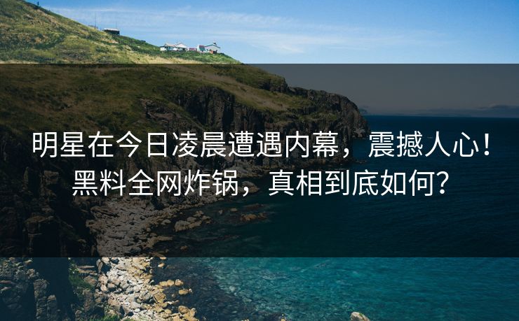 明星在今日凌晨遭遇内幕，震撼人心！黑料全网炸锅，真相到底如何？