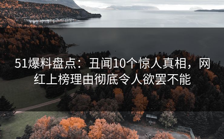 51爆料盘点：丑闻10个惊人真相，网红上榜理由彻底令人欲罢不能