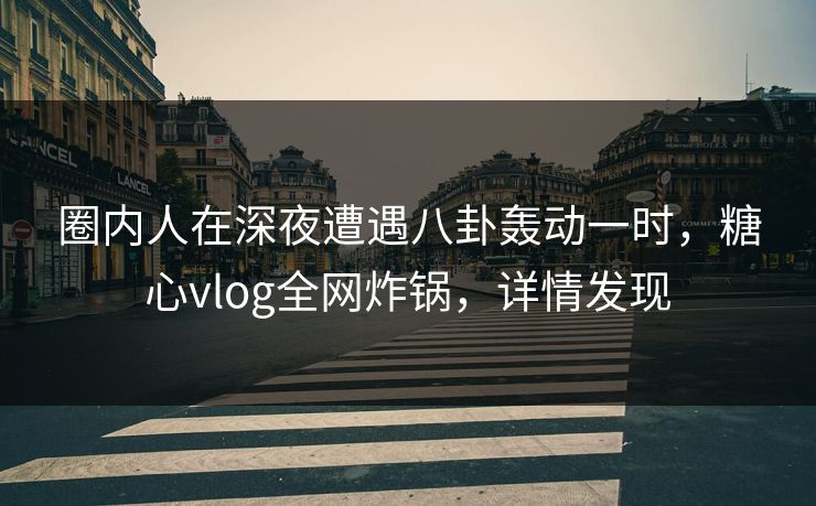 圈内人在深夜遭遇八卦轰动一时，糖心vlog全网炸锅，详情发现