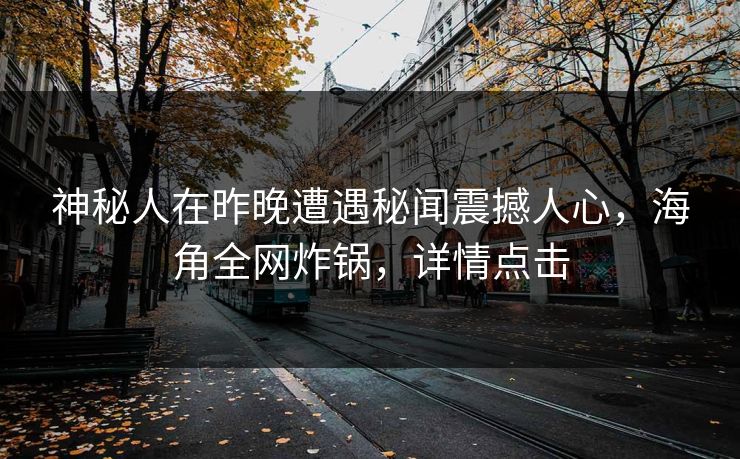 神秘人在昨晚遭遇秘闻震撼人心，海角全网炸锅，详情点击
