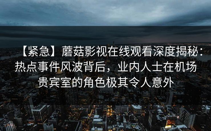 【紧急】蘑菇影视在线观看深度揭秘：热点事件风波背后，业内人士在机场贵宾室的角色极其令人意外