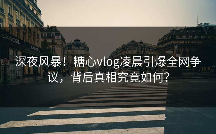 深夜风暴！糖心vlog凌晨引爆全网争议，背后真相究竟如何？